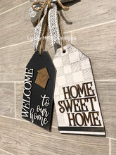 Load image into Gallery viewer, Family Home Door Tag Door Hanger File SVG, Wreath Glowforge, LuckyHeartDesignsCo