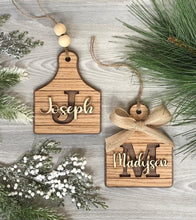 Load image into Gallery viewer, Cow Tag Farmhouse Initial Sign File SVG, Cutting Board, Tiered Tray, Glowforge, LuckyHeartDesignsCo