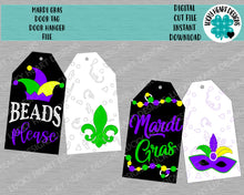 Load image into Gallery viewer, Mardi Gras Door Tag Door Hanger File SVG, Glowforge, LuckyHeartDesignsCo