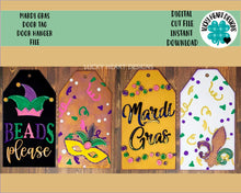 Load image into Gallery viewer, Mardi Gras Door Tag Door Hanger File SVG, Glowforge, LuckyHeartDesignsCo