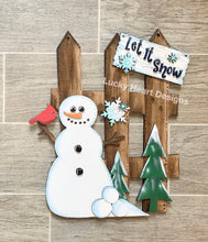 Load image into Gallery viewer, Interchangeable Fence Sign Winter Bundle File SVG, Penguin, Snowman, Glowforge, LuckyHeartDesignsCo