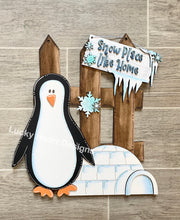 Load image into Gallery viewer, Interchangeable Fence Sign Winter Bundle File SVG, Penguin, Snowman, Glowforge, LuckyHeartDesignsCo