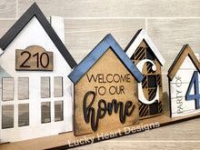 Load image into Gallery viewer, Family Home Standing Houses Centerpiece File SVG, Mantle Decor Glowforge, LuckyHeartDesignsCo