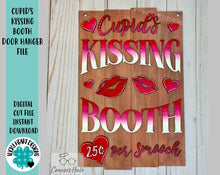 Load image into Gallery viewer, Kissing Booth Valentines Door Hanger File SVG, Glowforge, LuckyHeartDesignsCo