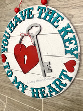 Load image into Gallery viewer, You Have The Key To My Heart Valentines Door Hanger, Glowforge, LuckyHeartDesignsCo