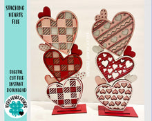 Load image into Gallery viewer, Stacking Hearts Love Valentines File SVG, Glowforge, LuckyHeartDesignsCo