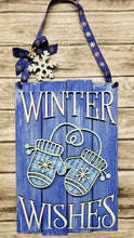 Load image into Gallery viewer, Winter Wishes Mittens Door Hanger Sign File File SVG, Glowforge, LuckyHeartDesignsCo