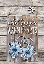 Load image into Gallery viewer, Winter Wishes Mittens Door Hanger Sign File File SVG, Glowforge, LuckyHeartDesignsCo