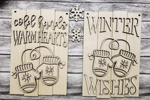 Load image into Gallery viewer, Winter Wishes Mittens Door Hanger Sign File File SVG, Glowforge, LuckyHeartDesignsCo