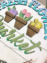 Load image into Gallery viewer, Fresh Flower Market Spring Door Hanger Sign File SVG, Glowforge, LuckyHeartDesignsCo