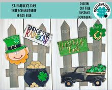 Load image into Gallery viewer, St. Patrick's Day Interchangeable Fence File SVG, Glowforge, LuckyHeartDesignsCo