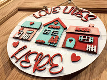 Load image into Gallery viewer, Love Lives Here Valentine's Door Hanger File SVG, Glowforge, LuckyHeartDesignsCo