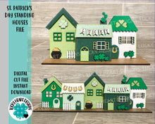 Load image into Gallery viewer, St. Patrick's Day Standing Houses File SVG, Glowforge, LuckyHeartDesignsCo