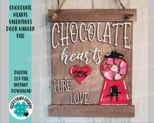 Load image into Gallery viewer, Chocolate Hearts Valentines Door Hanger File SVG, Glowforge, LuckyHeartDesignsCo
