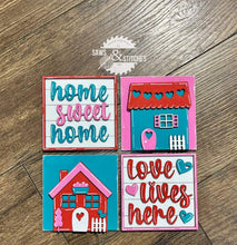 Load image into Gallery viewer, Love Lives Here Valentines Day Interchangeable Leaning Sign File SVG, Glowforge, LuckyHeartDesignsCo