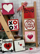 Load image into Gallery viewer, Valentine's Day Leaning Ladder File SVG, Glowforge Tiered Tray, LuckyHeartDesignsCo
