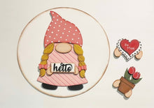 Load image into Gallery viewer, Gnome Girl Round Sign Interchangeable File SVG, Glowforge, LuckyHeartDesignsCo