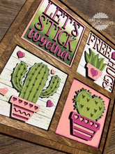 Load image into Gallery viewer, Cactus Valentines Interchangeable Leaning Sign File SVG, Tiered Tray, Glowforge, LuckyHeartDesignsCo