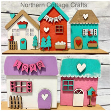 Load image into Gallery viewer, Valentine's Day Standing Houses File SVG, Tiered Tray Decor, Glowforge, LuckyHeartDesignsCo