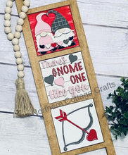 Load image into Gallery viewer, Gnome Valentines Interchangeable Leaning Sign File SVG, Tiered Tray Glowforge, LuckyHeartDesignsCo
