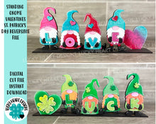 Load image into Gallery viewer, Standing Gnome Valentine's St. Patrick's Day File SVG, Tiered Tray Holiday Decor, Glowforge, LuckyHeartDesignsCo