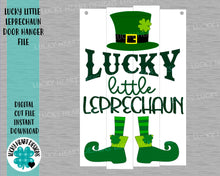 Load image into Gallery viewer, Lucky Little Leprechaun Door Hanger File SVG, Glowforge St. Patricks Day, luckyHeartDesignsCo