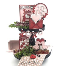 Load image into Gallery viewer, Loads Of Love Valentines Tiered Tray File SVG, Tier Tray Glowforge, LuckyHeartDesignsCo