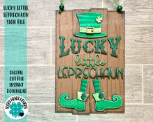 Load image into Gallery viewer, Lucky Little Leprechaun Door Hanger File SVG, Glowforge St. Patricks Day, luckyHeartDesignsCo