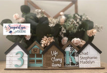 Load image into Gallery viewer, Family Home Standing Houses Centerpiece File SVG, Mantle Decor Glowforge, LuckyHeartDesignsCo