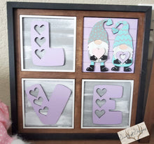 Load image into Gallery viewer, Gnome Valentines Interchangeable Leaning Sign File SVG, Tiered Tray Glowforge, LuckyHeartDesignsCo