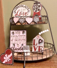 Load image into Gallery viewer, Chocolate Valentine's Day Tiered Tray File SVG, Tier Tray Glowforge, LuckyHeartDesignsCo
