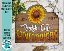 Load image into Gallery viewer, Fresh Cut Sunflower Door Hanger Sign File SVG, Glowforge Laser, LuckyHeartDesignsCo