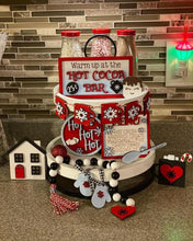 Load image into Gallery viewer, Hot Cocoa Tiered Tray File SVG, Hot Chocolate, Tier Tray, glowforge decor, Lucky Heart DesignsCo
