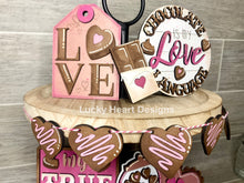 Load image into Gallery viewer, Chocolate Valentine's Day Tiered Tray File SVG, Tier Tray Glowforge, LuckyHeartDesignsCo
