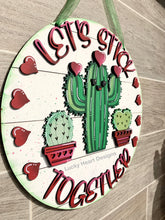 Load image into Gallery viewer, Let's Stick Together Cactus Valentines Door Hanger File SVG, Glowforge, LuckyHeartDesignsCo