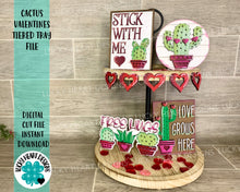 Load image into Gallery viewer, Cactus Valentines Tiered Tray File SVG, Glowforge Tier Tray, LuckyHeartDesignsCo