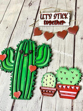 Load image into Gallery viewer, Cactus Valentines Interchangeable Fence File SVG, Glowforge, LuckyHeartDesignsCo