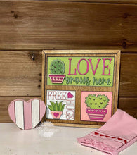 Load image into Gallery viewer, Cactus Valentines Interchangeable Leaning Sign File SVG, Tiered Tray, Glowforge, LuckyHeartDesignsCo