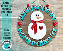 Load image into Gallery viewer, Worth Melting For Snowman Door Hanger File SVG, Winter, Valentines, Glowforge, LuckyHeartDesignsCo