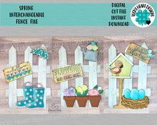 Load image into Gallery viewer, Spring Interchangeable Fence File SVG, Seasonal Glowforge, LuckyHeartDesignsCo