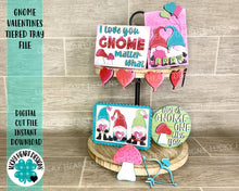 Load image into Gallery viewer, Gnome Valentine's Day Tiered Tray File SVG, Tier Tray Glowforge, LuckyHeartDesignsCo