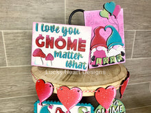 Load image into Gallery viewer, Gnome Valentine's Day Tiered Tray File SVG, Tier Tray Glowforge, LuckyHeartDesignsCo