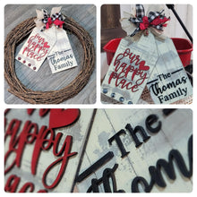 Load image into Gallery viewer, Family Home Door Tag Door Hanger File SVG, Wreath Glowforge, LuckyHeartDesignsCo