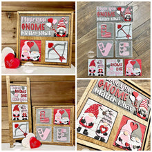 Load image into Gallery viewer, Gnome Valentines Interchangeable Leaning Sign File SVG, Tiered Tray Glowforge, LuckyHeartDesignsCo