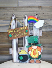 Load image into Gallery viewer, St. Patrick's Day Gnome Interchangeable Fence File SVG, Glowforge, LuckyHeartDesignsCo