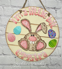 Load image into Gallery viewer, A Little Bit Eggstra Easter Door Hanger File SVG, Bunny Glowforge, LuckyHeartDesignsCo