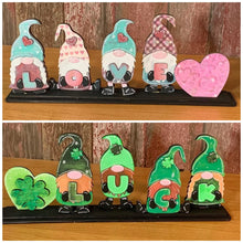 Load image into Gallery viewer, Standing Gnome Valentine's St. Patrick's Day File SVG, Tiered Tray Holiday Decor, Glowforge, LuckyHeartDesignsCo