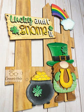 Load image into Gallery viewer, St. Patrick's Day Gnome Interchangeable Fence File SVG, Glowforge, LuckyHeartDesignsCo