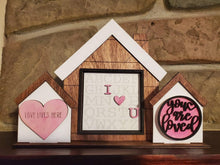 Load image into Gallery viewer, Standing House Interchangeable Leaning Sign File SVG, Glowforge, LuckyHeartDesignsCo