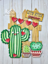 Load image into Gallery viewer, Cactus Valentines Interchangeable Fence File SVG, Glowforge, LuckyHeartDesignsCo